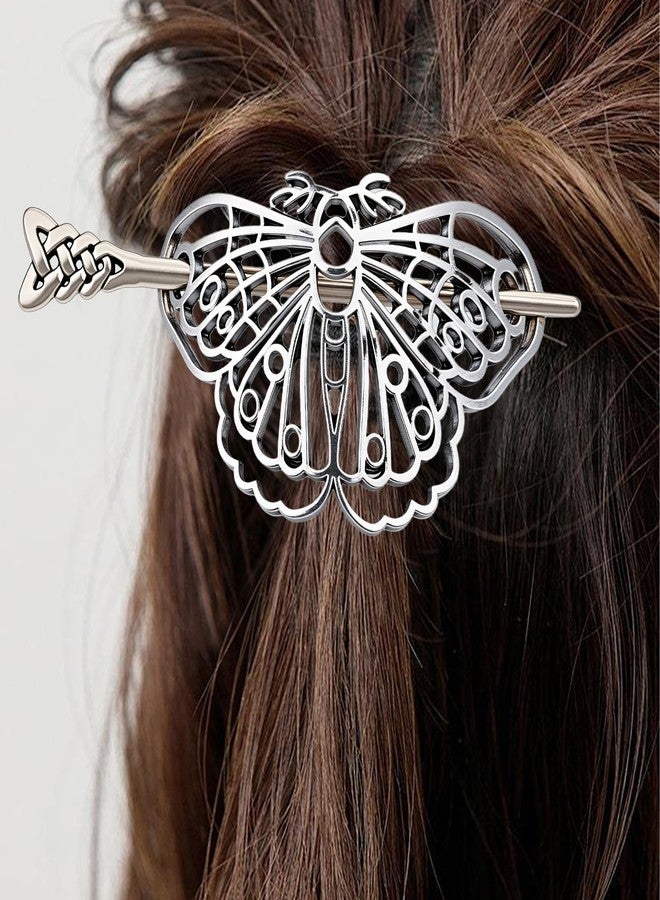NICENEEDED Medieval Butterfly Hollow Hairpin, Vintage Antique Silver Gothic Celtic Hair Barrettes, Metal Hair Accessory for Women Party Graduation Bride - Image 4